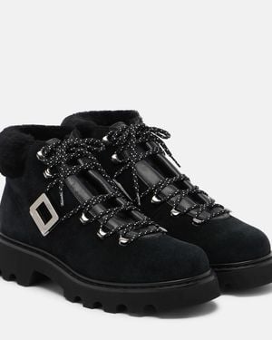 Roger Vivier Viv' Rangers Suede Lace-Up Boots - Black