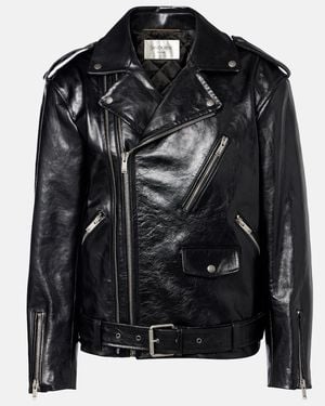 Saint Laurent Chaqueta Biker Acolchada De Piel - Negro