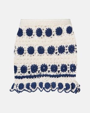 Anna Kosturova Bouquette Crochet Cotton Miniskirt - Blue