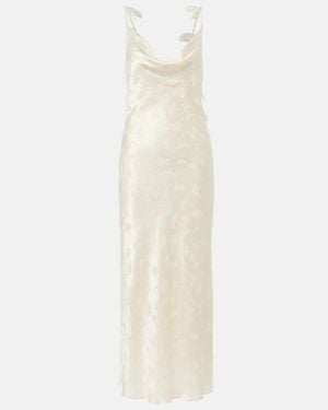 ROTATE BIRGER CHRISTENSEN Bridal Silk Satin Jacquard Midi Dress - White