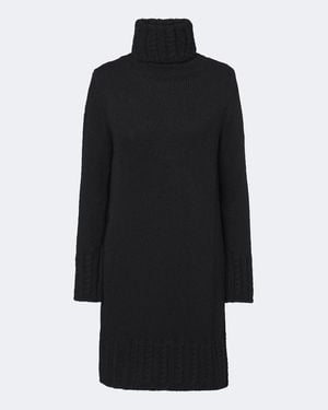 Moncler Robe En Alpaga Et Laine Melanges - Noir