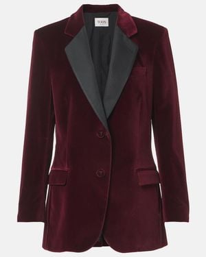 Tod's Cotton Velvet Blazer - Red