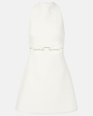 Safiyaa Bridal Jalie Bow-Detail Crepe Minidress - White