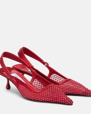 Jimmy Choo Amel 50 Embellished Slingback Pumps - Red