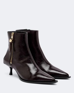 Ganni Ana Textured Ankle Boots - Black
