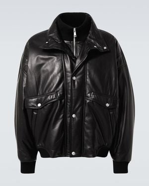 Prada Oversized Padded Leather Bomber Jacket - Black