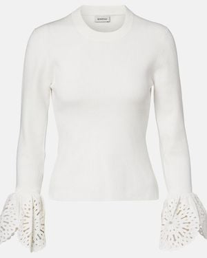 Jonathan Simkhai Ferrera Broderie Anglaise Ribbed-Knit Top - White