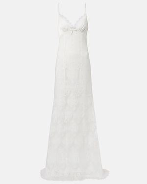 Self-Portrait Strappy Floral Lace Gown - White