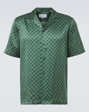 Frescobol Carioca Roberto Printed Silk Bowling Shirt - Green