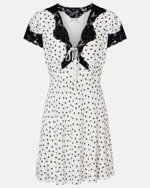 RIXO London Polka-Dot Lace-Trimmed Minidress - White