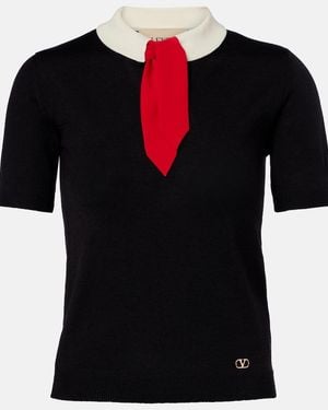 Valentino Maglia Vlogo Wool-Blend Sweater - Black
