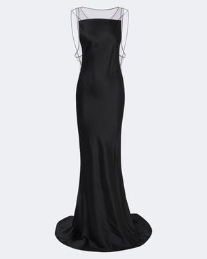maison martin margiela silk dress Maison Margiela Off-White Paneled Maxi Dress