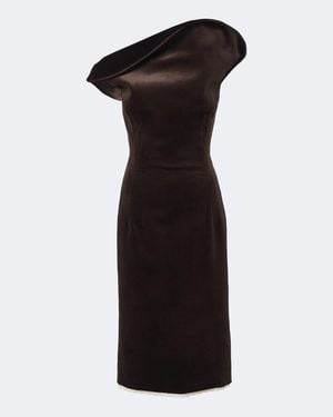 Magda Butrym Vestido Midi En Mezcla De Algodon Con Encaje - Negro