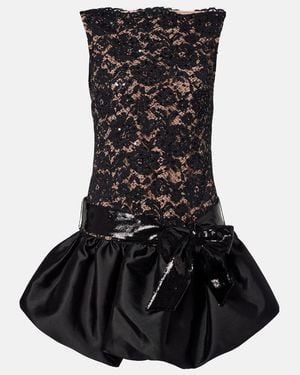 Self-Portrait Robe En Dentelle Et Taffetas - Noir