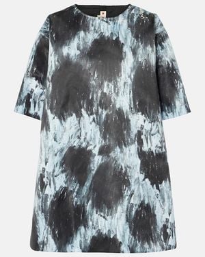Marni Leopard-Print Duchesse Satin Minidress - Metallic