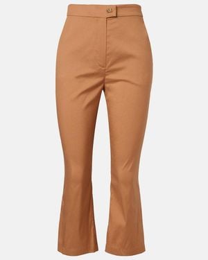 Max Mara Curve Cotton-Blend Cropped Straight Trousers - Brown