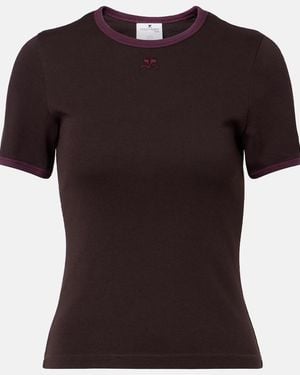 Courreges Camiseta De Jersey De Algodon - Negro