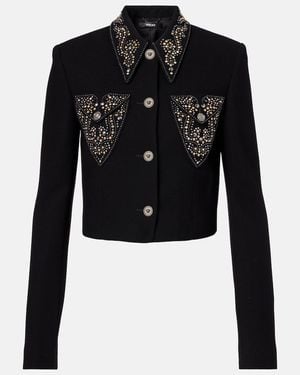 Versace Studded Wool-Blend Jacket - Black