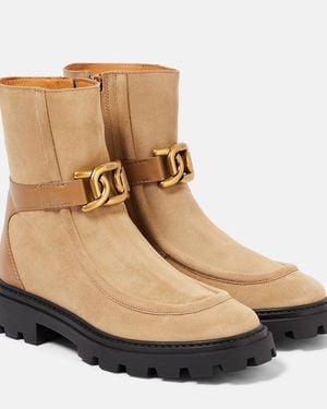 Tod's Kate Suede Ankle Boots - Natural