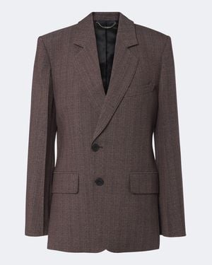 Victoria Beckham Striped Single-Breasted Blazer - Brown