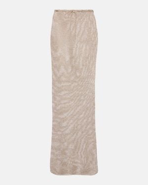 Bananhot Knitted Lame Maxi Skirt - Natural