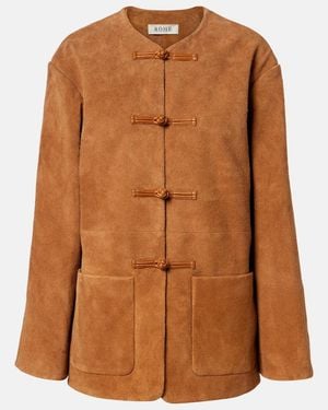 Rohe Leather-Trimmed Suede Jacket - Brown