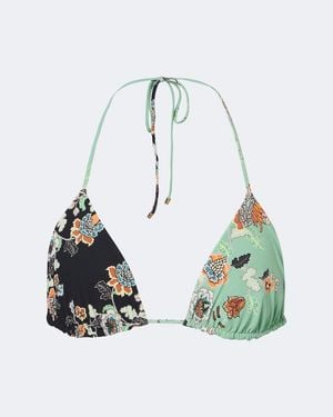 Roberto Cavalli Top De Bikini Triangular Floral - Azul