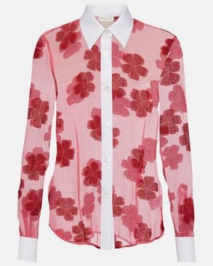 Dries Van Noten Floral Cotton Jacquard Shirt - Red