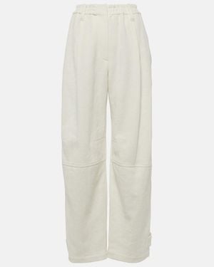 Brunello Cucinelli Herringbone Cotton And Linen Straight Pants - White