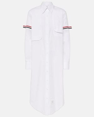 Thom Browne Rwb Stripe Cotton Shirt Dress - White
