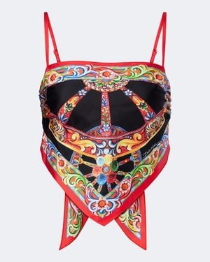 Dolce & Gabbana Carretto Silk Twill Cropped Top - White