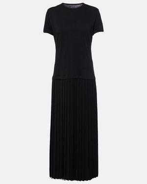 MM6 by Maison Margiela Pleated Cotton Midi Dress - Black