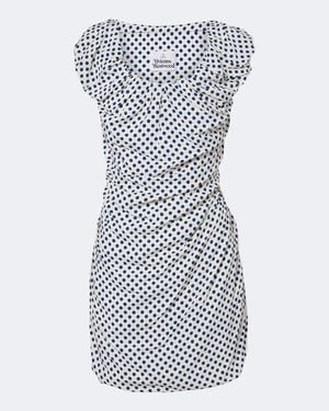 Vivienne Westwood Ginnie Amber Draped Polka-Dot Minidress - Blue
