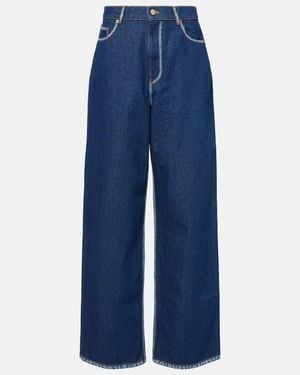 Nina Ricci Jeans Anchos De Tiro Alto - Azul