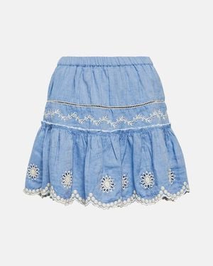 LoveShackFancy Minirock Cava Aus Baumwolle Und Leinen - Blau