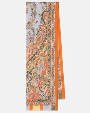 Etro Schal Aus Wolle Und Seide - Orange