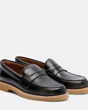 Golden Goose Jerry Distressed Leather Penny Loafers - Black