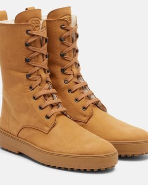 Tod's Winter Gommino Leather Lace-Up Boots - Brown