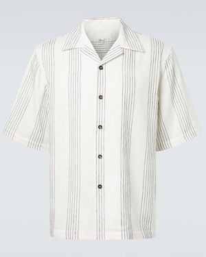 Commas Camicia Bowling Textured Striped - Bianco