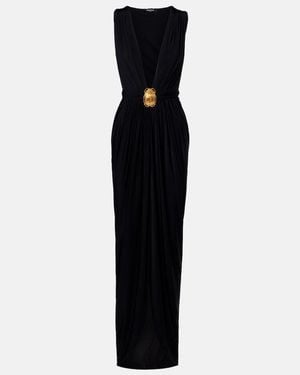 Balmain Embellished Jersey Maxi Dress - Black