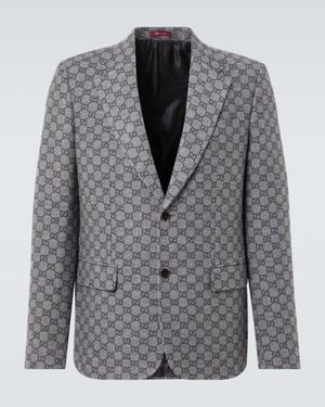 Gucci Jackett Aus Gg Wollflanell, Grösse - Grau