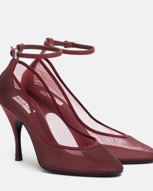 Alaïa Grosgrain-Trimmed Mesh Court Shoes - Red