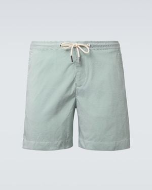 Orlebar Brown Bulldog Drawcord Striped Swim Trunks - Blue