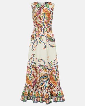 Etro Belted Printed Cotton Maxi Dress - Metallic