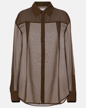 Frankie Shop Peri Pinstripe Shirt - Brown