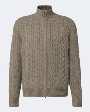 arch4 Regent Street Cable-Knit Cashmere Cardigan - Gray