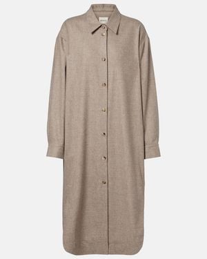 KHAITE Gloria Wool And Cashmere Shirt Dress - Natural