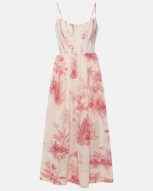 Zimmermann Waverly Floral Cotton Bustier Dress - Pink