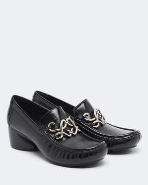 Loewe Salones Oval Double L De Piel - Negro