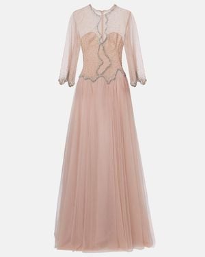 Costarellos Evanna Embellished Tulle Gown - Pink
